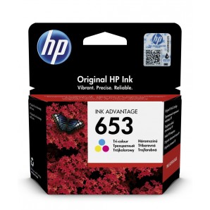 Originální HP 653 Tříbarevná inkoustová kazeta 3YM74AE